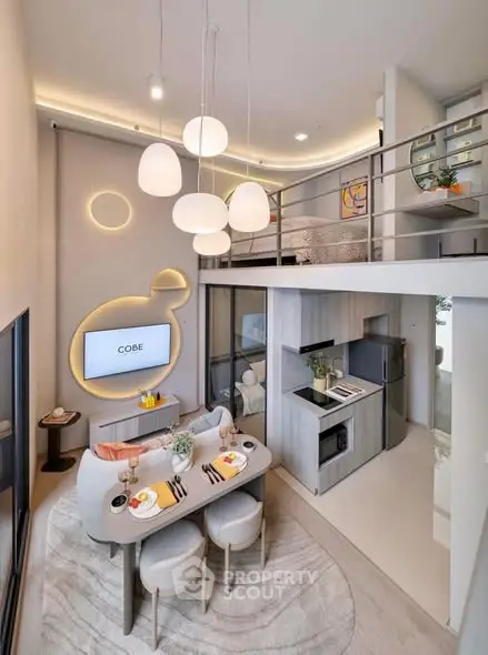 Modern loft apartment with stylish open layout and mezzanine bedroom