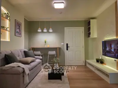 Stylish modern living room with cozy sofa and elegant decor