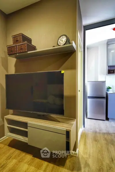 Modern living room with sleek TV unit and stylish decor
