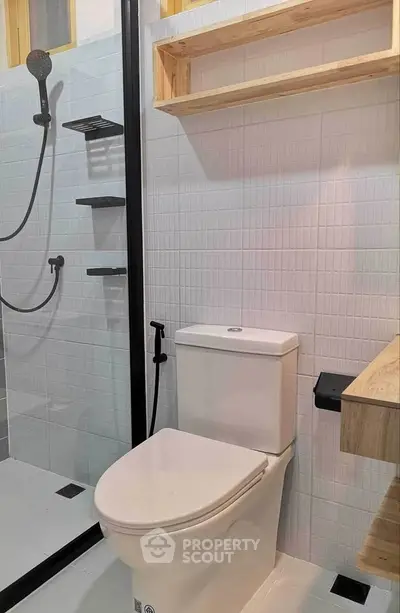 Modern bathroom with sleek shower and contemporary fixtures