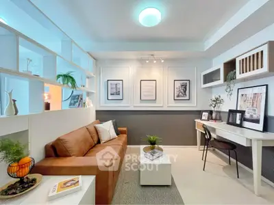 Stylish modern living room with cozy sofa and elegant decor