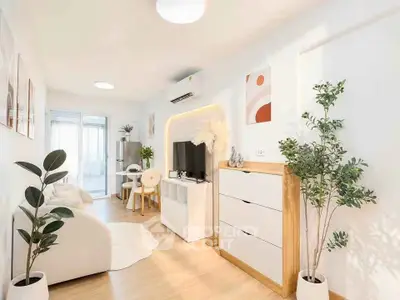 Bright and modern living room with stylish decor and natural light