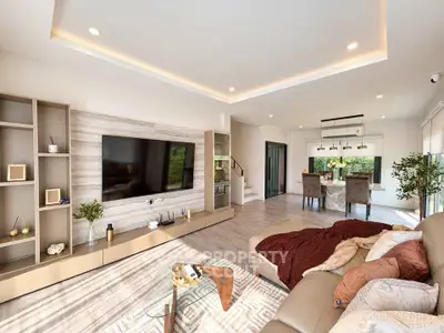 Luxurious modern living room with elegant decor and spacious layout