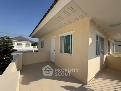 Spacious balcony with modern exterior design and ample natural light