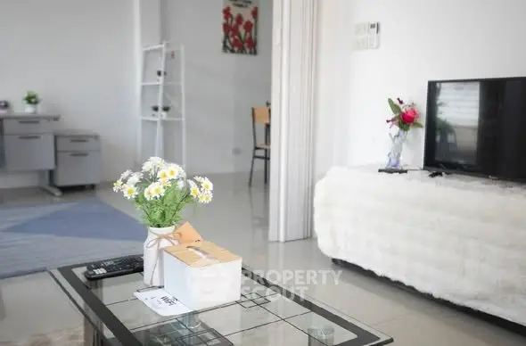 Modern living room with stylish decor and natural light