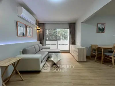 Modern living room with stylish decor and natural light