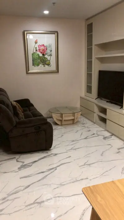 Cozy living room with modern marble flooring and stylish furniture