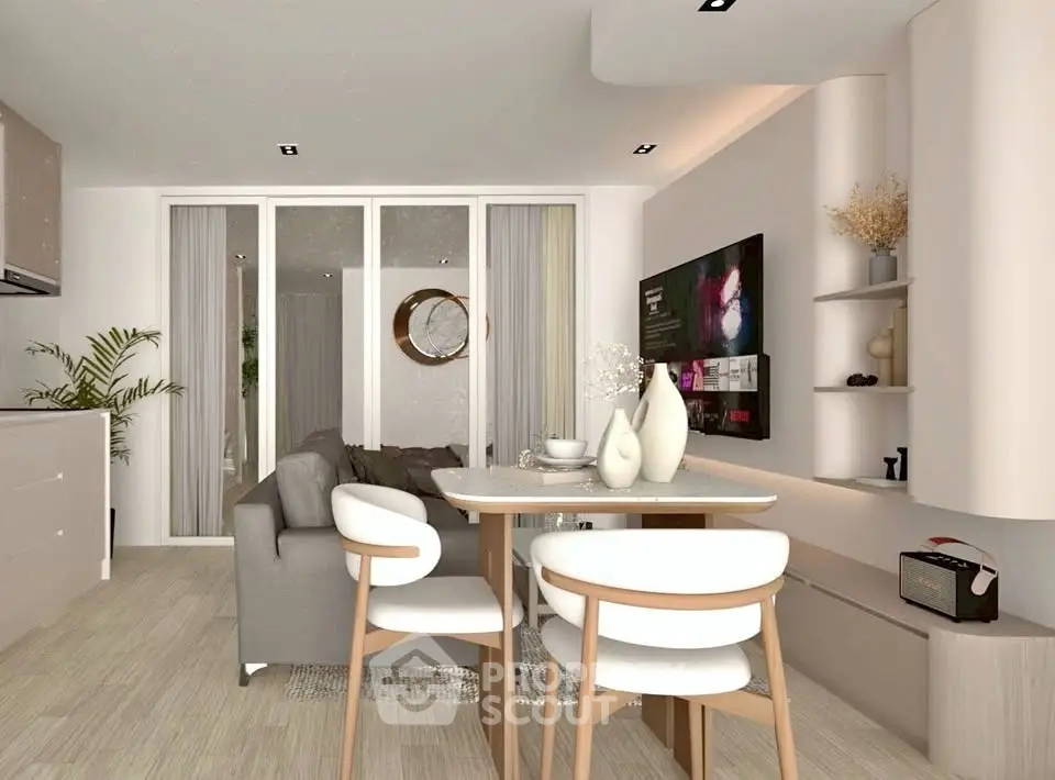 Modern living room with stylish decor and open layout