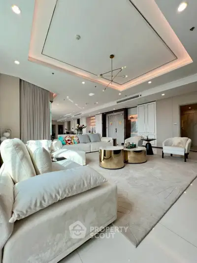 Luxurious modern living room with elegant furniture and stylish lighting