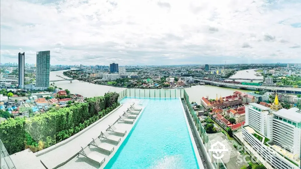 Stunning rooftop infinity pool with panoramic city and river views