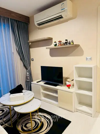 Modern living room with air conditioning and stylish decor