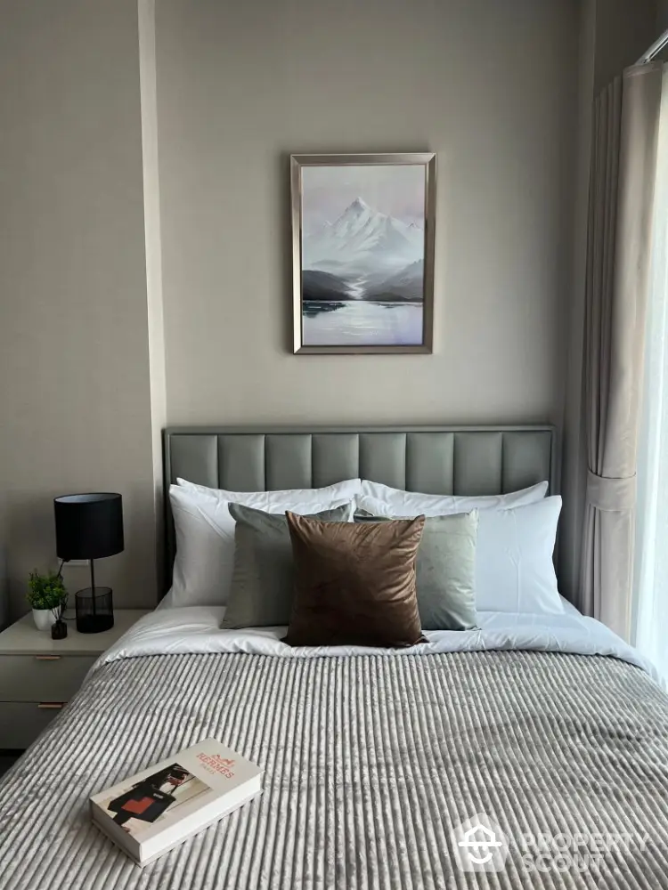 Cozy bedroom with elegant decor and natural light