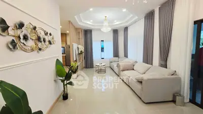 Luxurious living room with elegant decor and plush seating