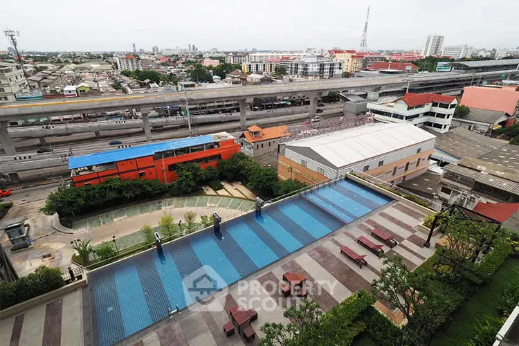 Stunning rooftop pool with panoramic city views and modern amenities.