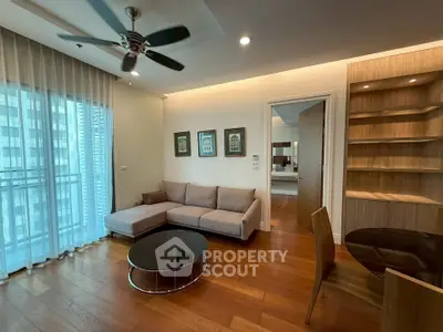 Modern living room with elegant decor and wooden flooring