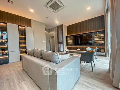 Luxurious modern living room with elegant decor and spacious seating area