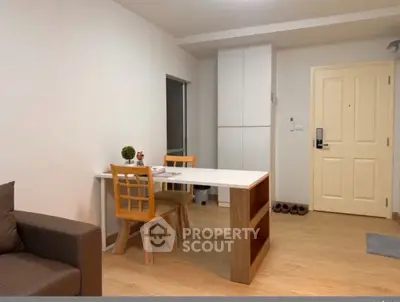 Cozy modern living room with dining area and minimalist decor