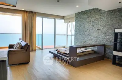Luxurious living room with ocean view and modern decor