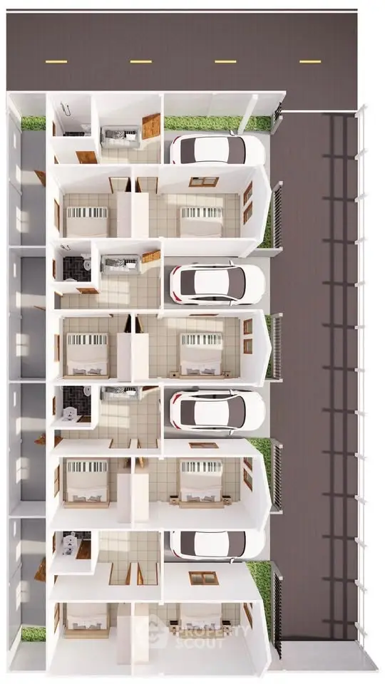 Modern apartment floor plan with parking and spacious layout