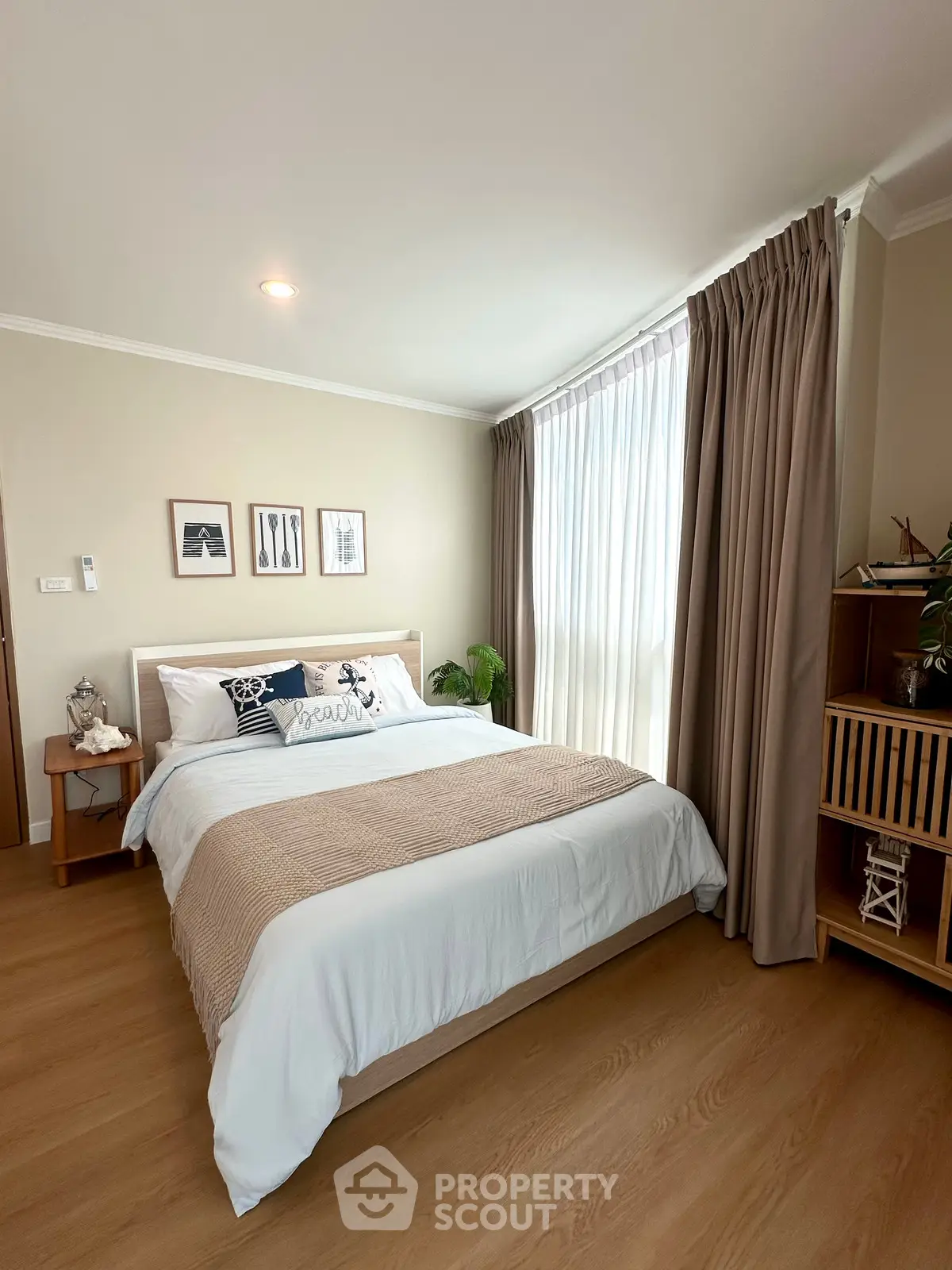 Cozy bedroom with natural light and stylish decor