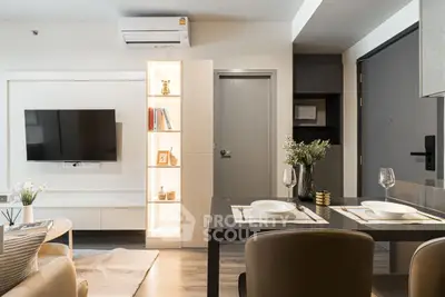 Modern living room with dining area and stylish decor