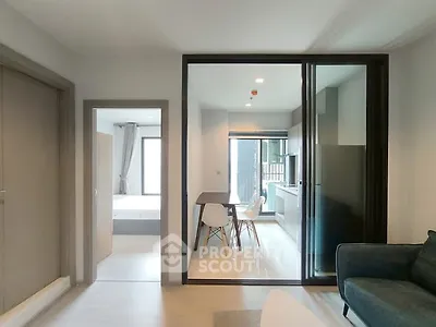 Modern apartment interior with open layout and stylish furniture