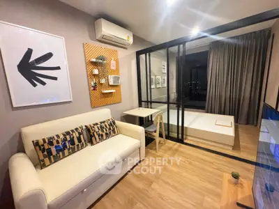 Modern living room with stylish decor and cozy ambiance