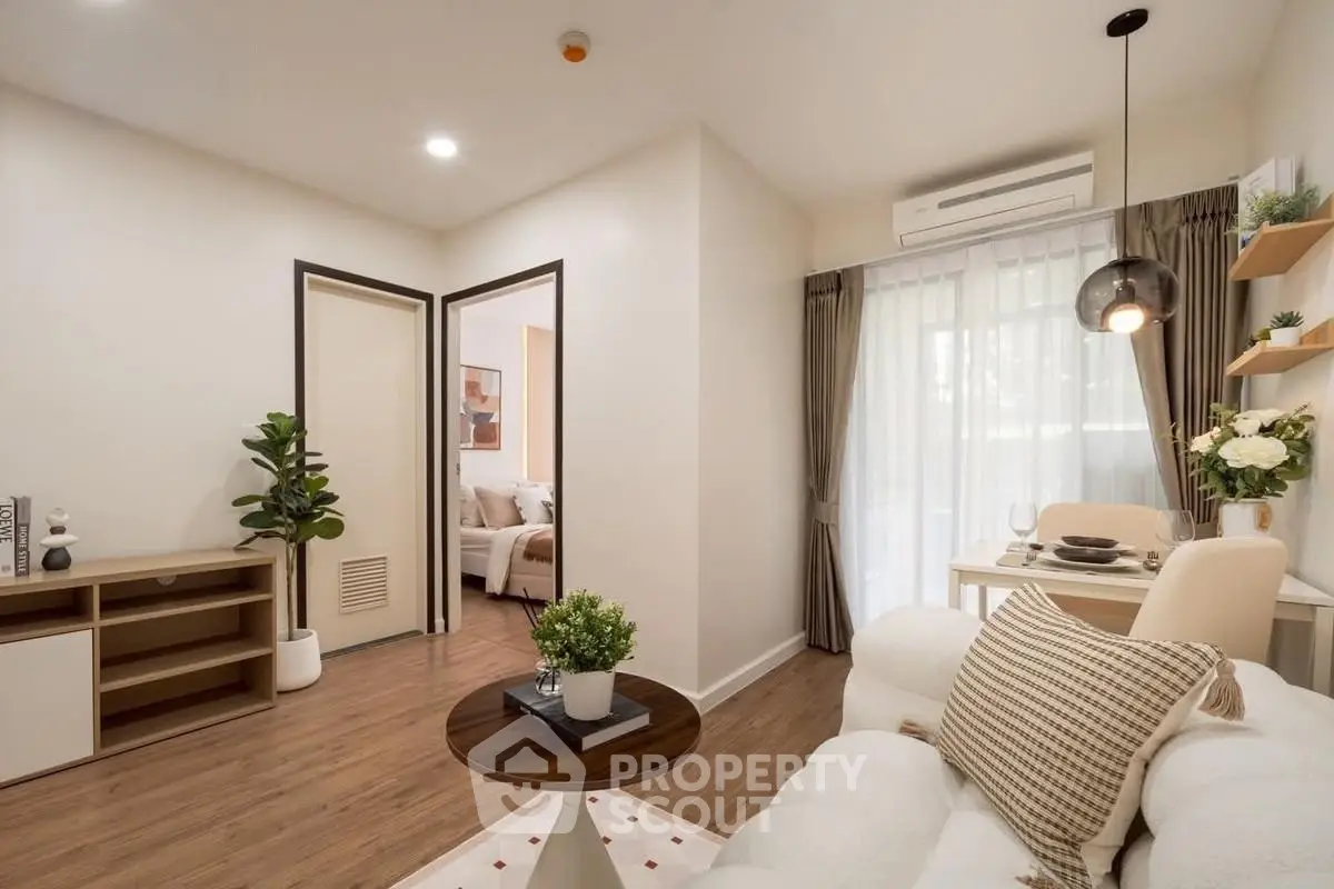 Chic modern living room with cozy decor and natural light