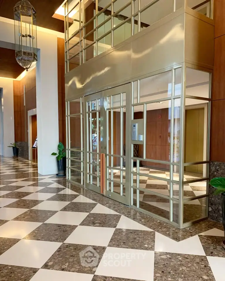 Luxurious building entrance with elegant design and modern finishes