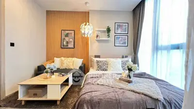 Cozy bedroom with modern decor and natural light