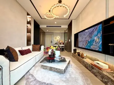 Luxurious modern living room with elegant decor and stylish lighting
