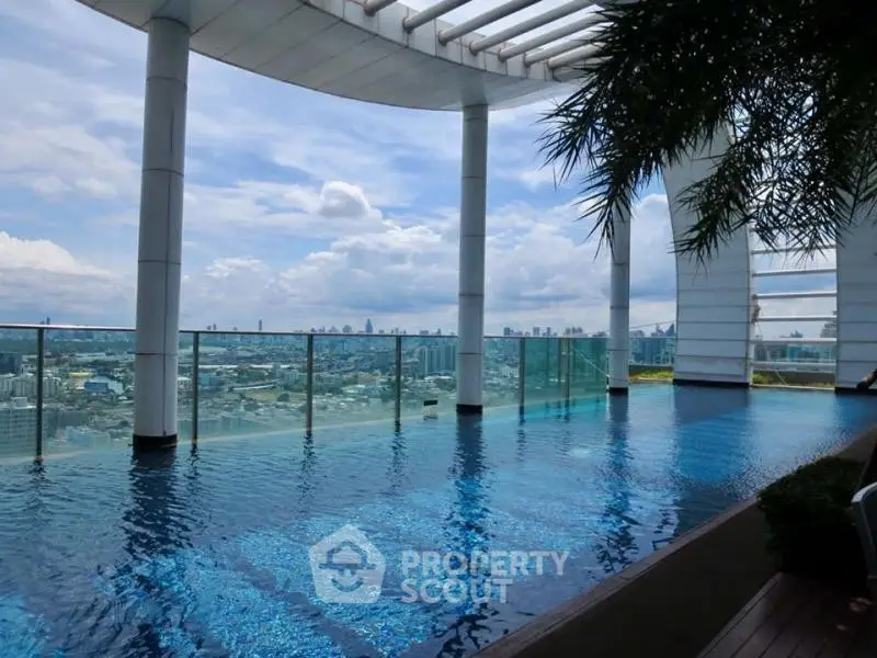 Stunning rooftop pool with panoramic city views and modern architectural design.