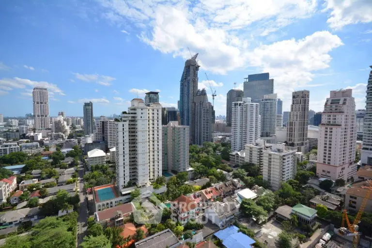 Stunning cityscape view showcasing modern skyscrapers and lush greenery, perfect for urban living enthusiasts.