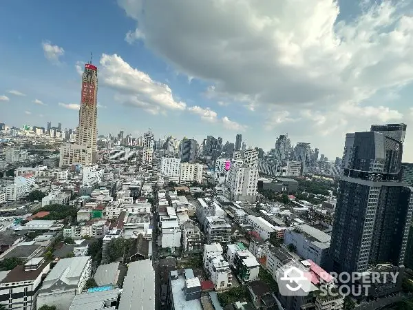 Stunning cityscape view showcasing modern skyscrapers under a vibrant sky, perfect for urban living enthusiasts.