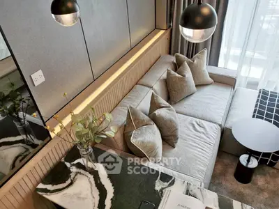 Modern living room with stylish sofa and elegant decor