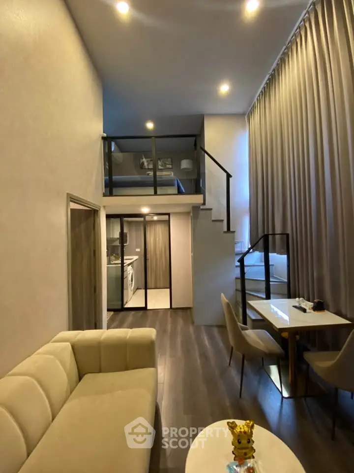 Modern loft apartment with mezzanine bedroom and stylish living area