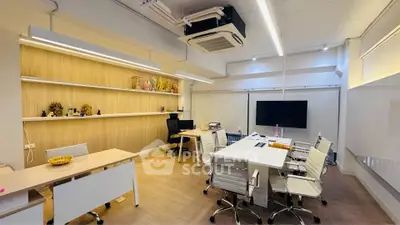 Modern office space with sleek furniture and ample lighting, perfect for productivity and collaboration.