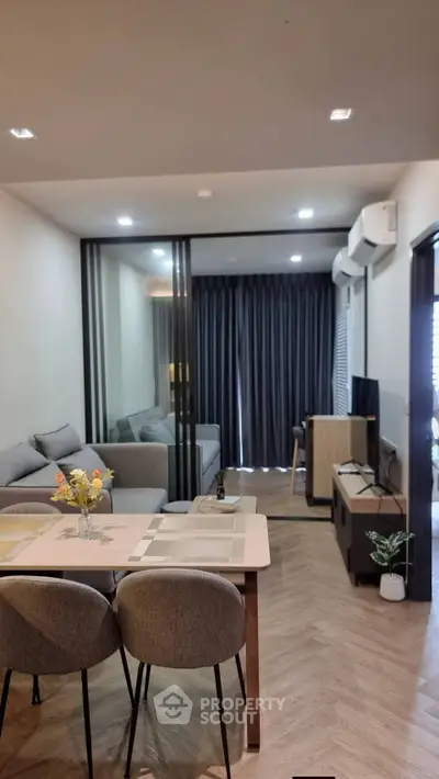 Modern living room with stylish furniture and elegant decor