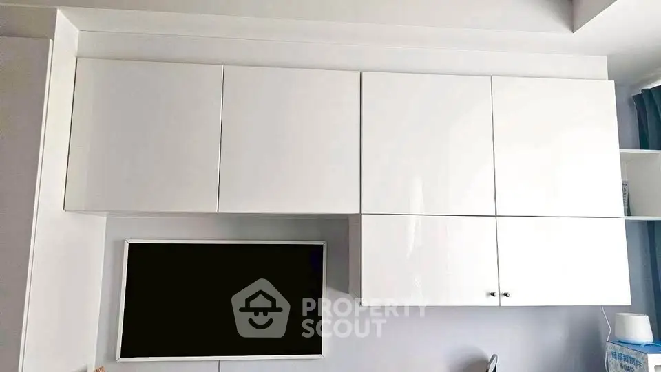 Modern white kitchen cabinets with sleek design and ample storage space.