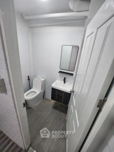 Modern bathroom with sleek fixtures and minimalist design