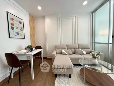 Stylish living room with modern decor and cozy seating area