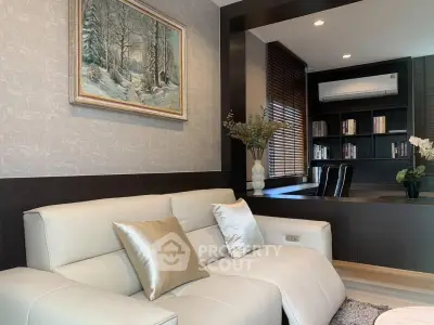 Elegant living room with modern decor and cozy seating area