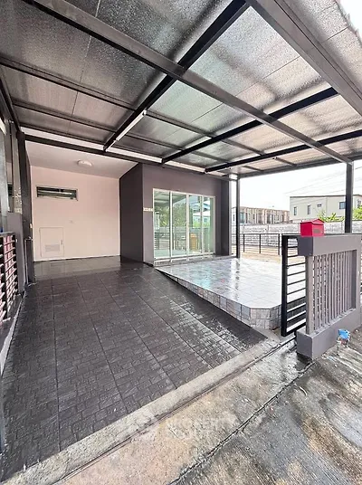 Modern covered parking area with sleek design and spacious layout