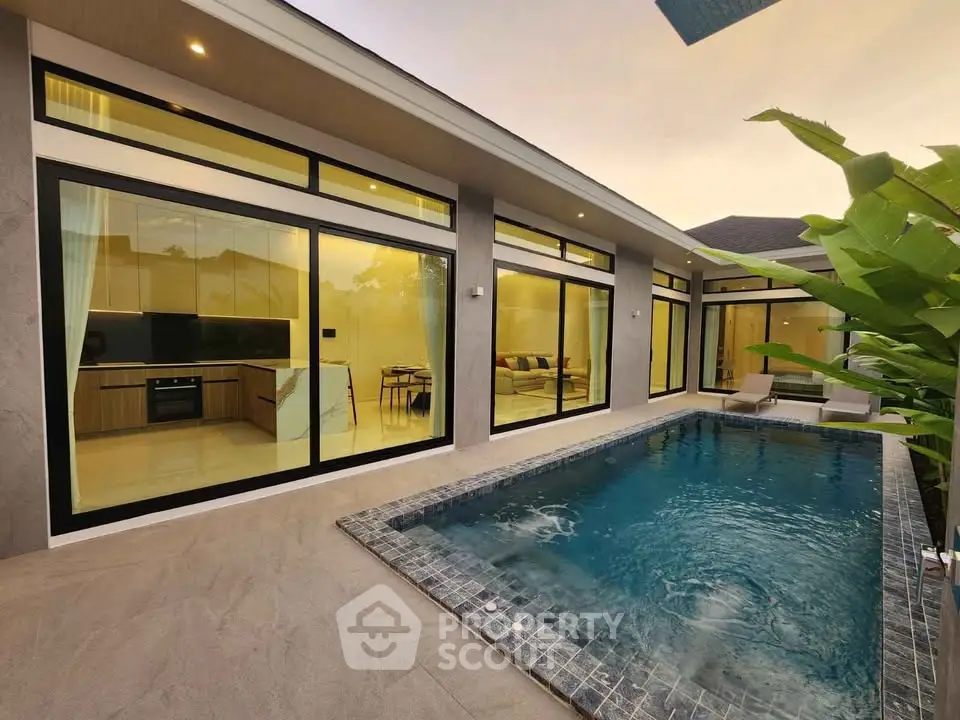 Luxurious modern villa with private pool and open kitchen layout