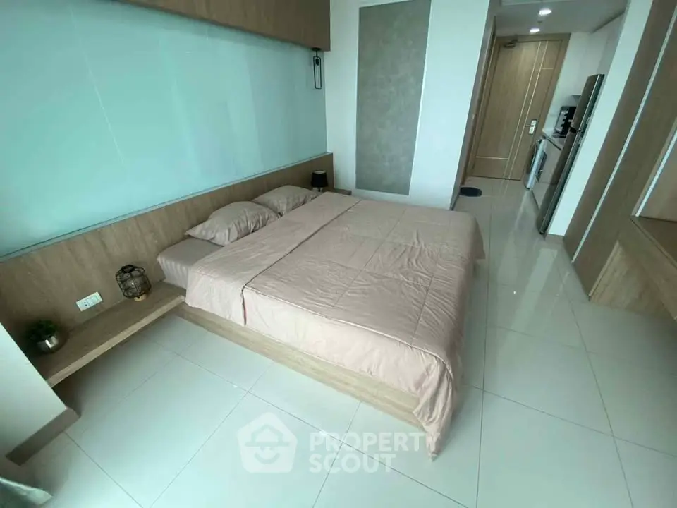 Modern minimalist bedroom with sleek design and neutral tones