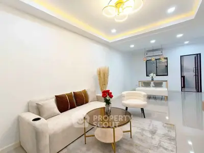 Elegant modern living room with stylish furniture and ambient lighting