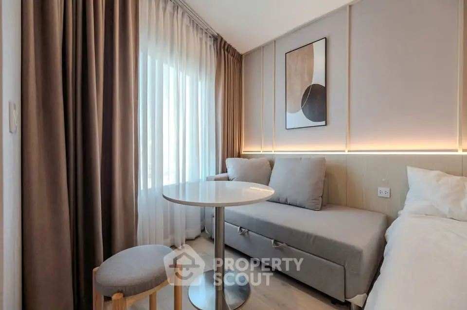 Modern living room with cozy sofa and elegant decor