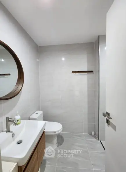 Modern bathroom with sleek fixtures and minimalist design