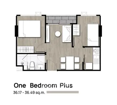 One Bedroom Plus floor plan with modern layout and efficient space utilization.