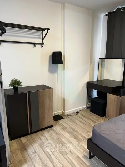Modern bedroom with stylish furniture and elegant decor